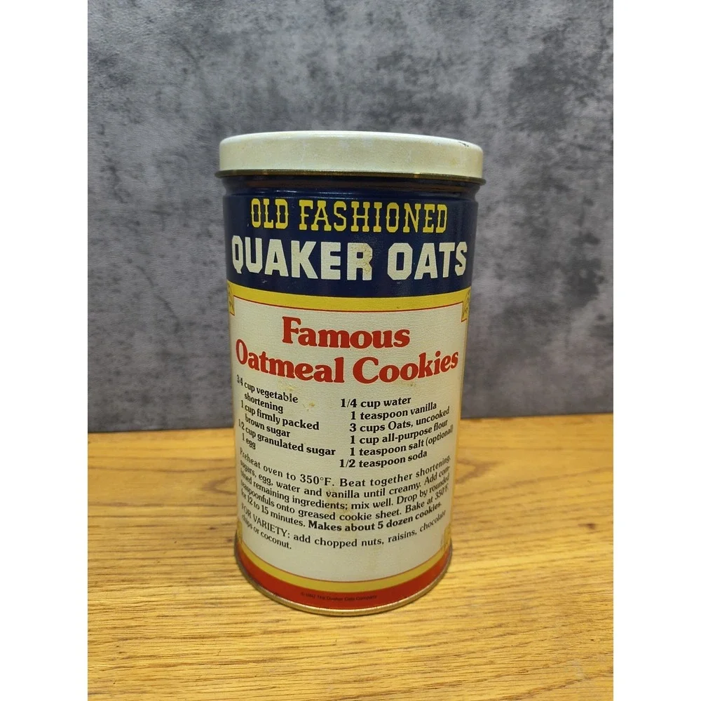Vintage 1982 Old Fashioned Quaker Oats‎ Tin Can Collector's Limited Edition